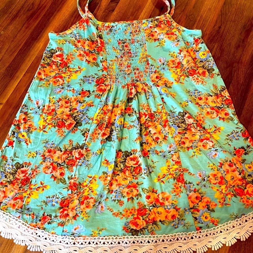Floral Smocked Tank w/ Metal Headband - BRAND NEW - Picture 2 of 4
